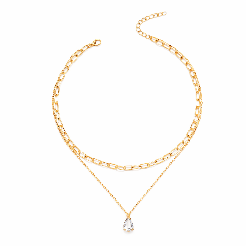 Doubled Layered Gold Chain For Girls And Womens | Shimmering Necklace & Pendant For Girls |