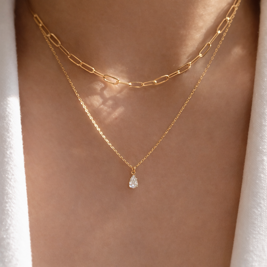 Doubled Layered Gold Chain For Girls And Womens | Shimmering Necklace & Pendant For Girls |
