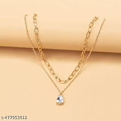 Doubled Layered Gold Chain For Girls And Womens | Shimmering Necklace & Pendant For Girls |