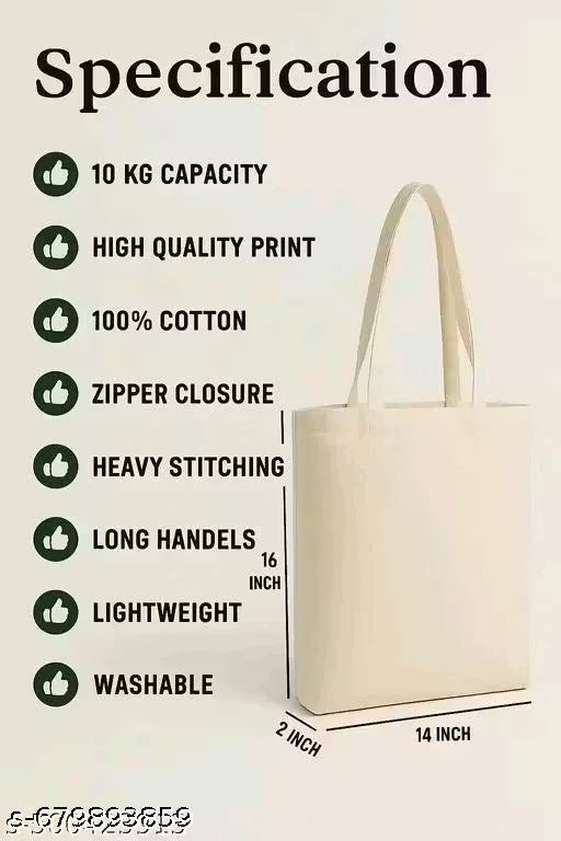Tote bag For Women And Girl's With Zipper Closure | Stylish Printed Eco-Friendly Shopping Bags | AND Daily use Tote Bag