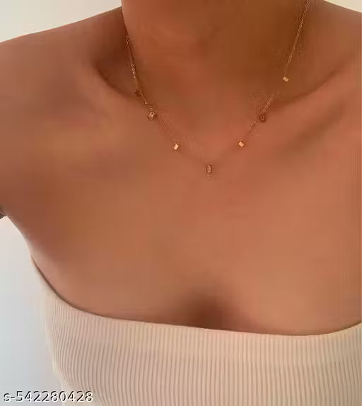 Korean Minimalist Gold/Silver Necklace – Dainty Everyday Chain for Women & Girls